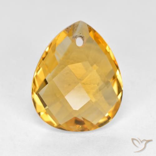 3.50ct Natural Dark Golden Citrine, Pear Shape, VVS-VS
