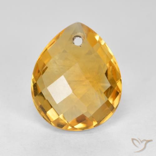 3.88ct Natural Deep Golden Orange Citrine, Pear Shape, VVS-VS