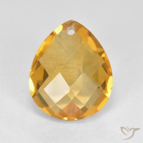 3.75ct Natural Dark Golden Citrine, Pear Shape, VVS-VS, Photo A