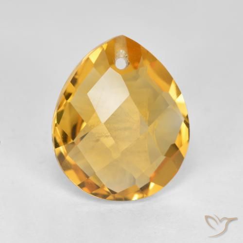 3.57ct Natural Dark Golden Citrine, Pear Shape, VVS-VS