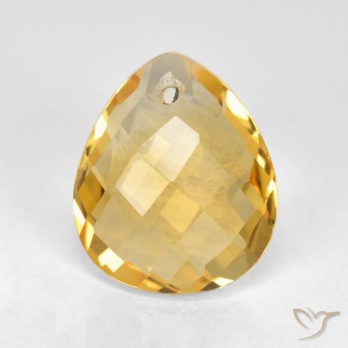 3.02ct Natural Medium Golden Citrine, Pear Shape, VVS-VS