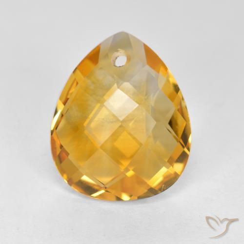 3.56ct Natural Deep Golden Orange Citrine, Pear Shape, VVS-VS