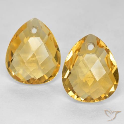 7.20ctw Natural Medium-Dark Golden Citrine, Pear Shape, VVS-VS