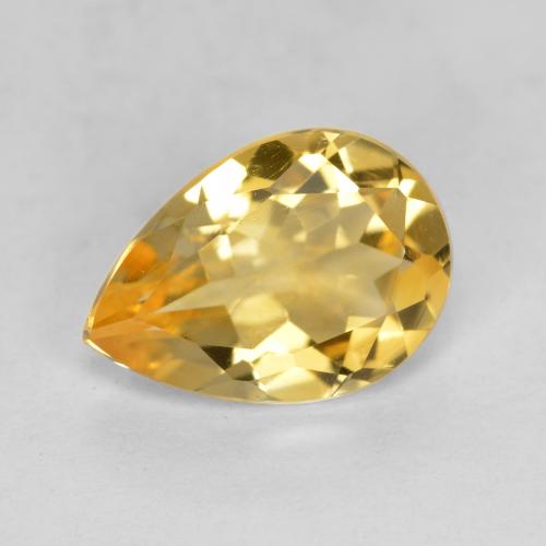 gold-orange Citrin Edelstein - 1.6ct Birnen Schliff (ID: 558500)