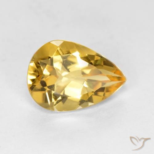 1.62 ct Golden Citrine Stone, Natural Citrine in Pear Facet Shape for Sale
