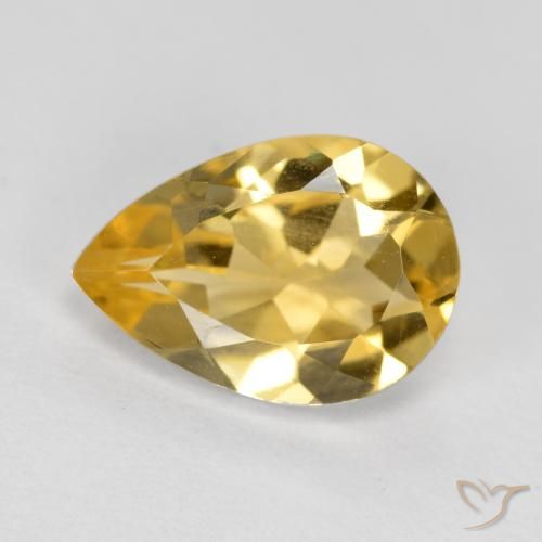 1.63 ct Golden Citrine Gemstone, Citrine Gem in Pear Facet Shape for Sale.