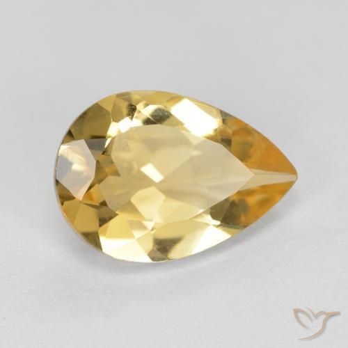 1.63 ct Golden Citrine Stone, Natural Citrine in Pear Facet Shape for Sale