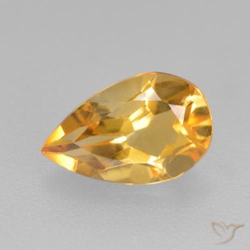 0.77ct Natural Medium-Dark Golden Citrine, Pear Shape, VS