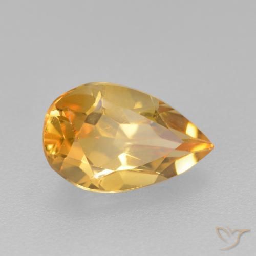 0.77 ct Golden Citrine Stone, Natural Citrine in Pear Facet Shape for Sale