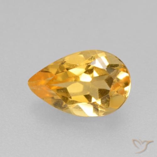 0.77ct Natural Medium-Dark Golden Citrine, Pear Shape, VS