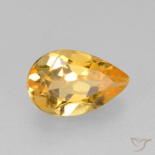 0.77 ct Golden Citrine Stone, Natural Citrine in Pear Facet Shape for Sale