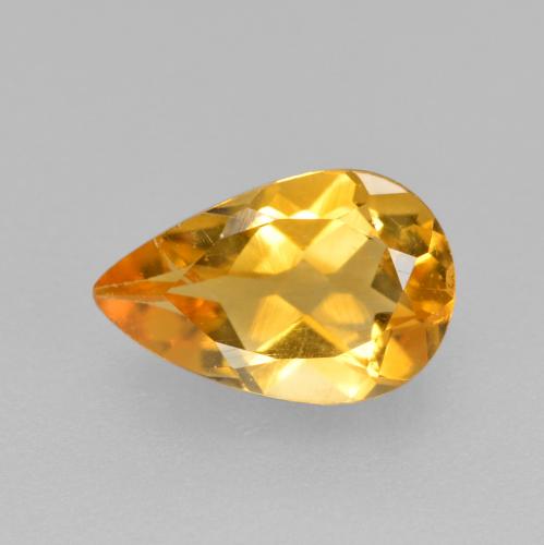 Naranja dorado intenso Citrina Gema - 0.7ct Corte en forma de pera (ID: 559910)