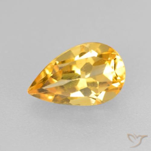 0.85ct Natural Medium Gold Citrine, Pear Shape, VS