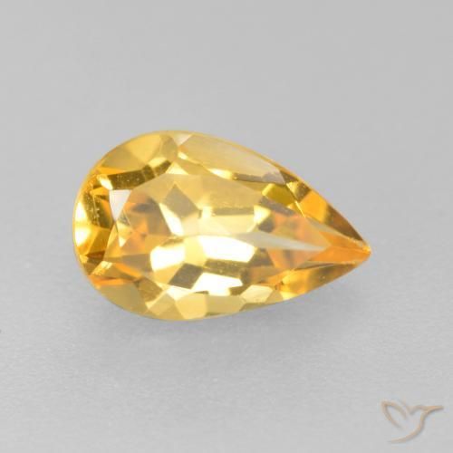 0.85 ct Golden Citrine Stone, Natural Citrine in Pear Facet Shape for Sale