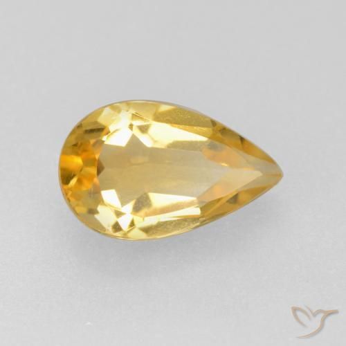 0.75 ct Golden Citrine Stone, Natural Citrine in Pear Facet Shape for Sale