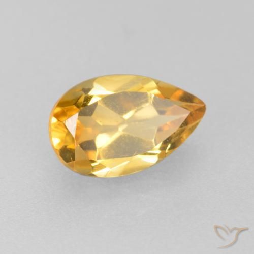 0.79 ct Golden Citrine Stone, Natural Citrine in Pear Facet Shape for Sale