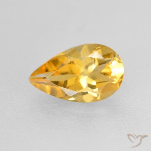 0.82ct Natural Medium Gold Citrine, Pear Shape, VS