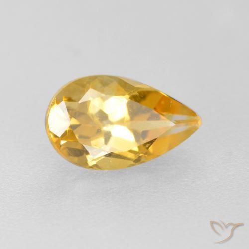 0.82 ct Golden Citrine Stone, Natural Citrine in Pear Facet Shape for Sale