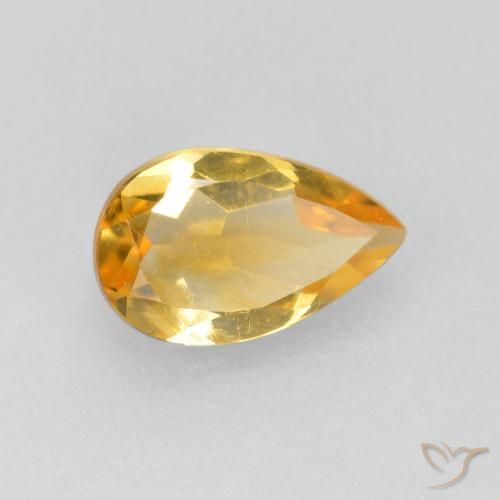 0.66 ct Golden Citrine Stone, Natural Citrine in Pear Facet Shape for Sale