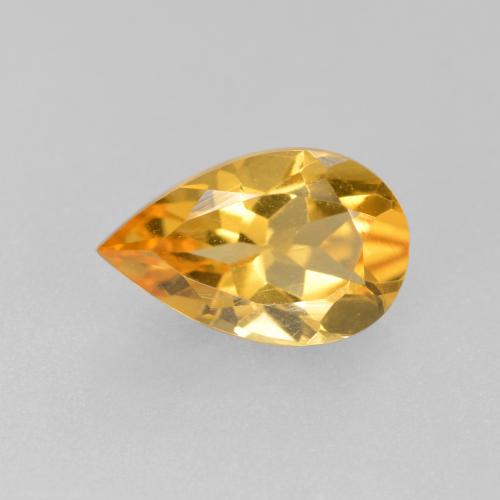 Naranja dorado intenso Citrina Gema - 0.8ct Corte en forma de pera (ID: 560109)