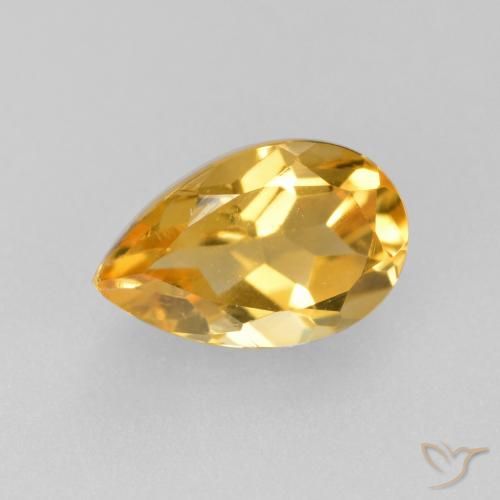 0.87ct Natural Dark Golden Citrine, Pear Shape, VS