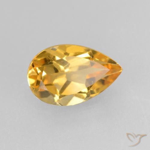 0.87 ct Golden Citrine Stone, Natural Citrine in Pear Facet Shape for Sale
