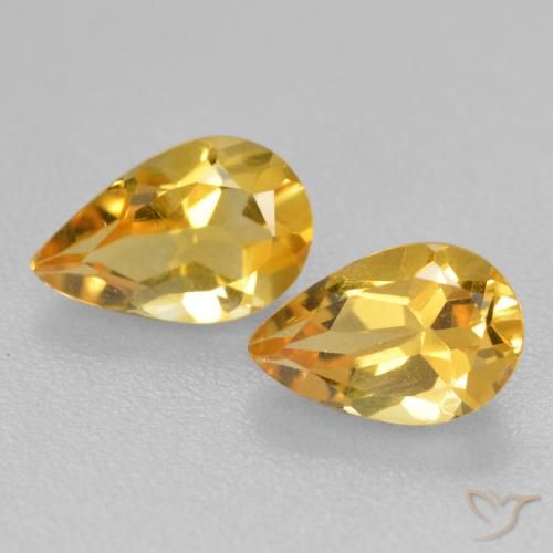 1.61 ct Yellow Citrine, 8.2 x 5.3 mm Pear Cut From Brazil, Photo A