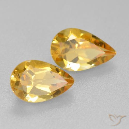1.61 ctw Golden Citrine Stones, Natural Citrine in Pear Facet Shape for Sale