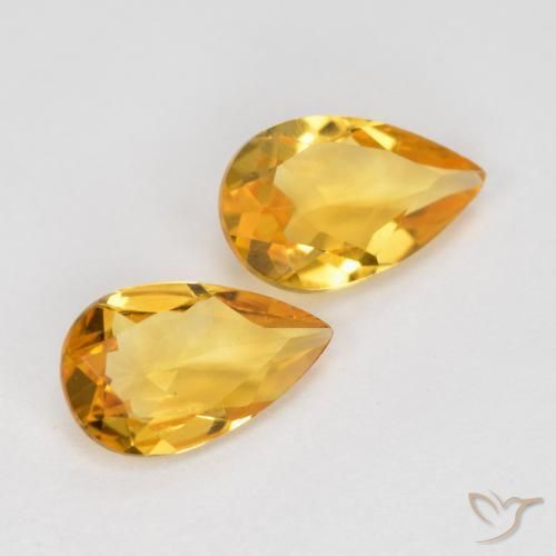 1.21 ctw Golden Citrine Stones, Natural Citrine in Pear Facet Shape for Sale