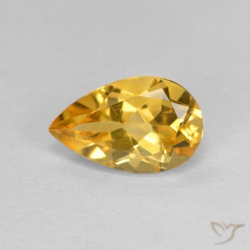 Medium-Dark Golden Цитрин Камень - 0.8ct Фасетная Груша (ID: 560599)