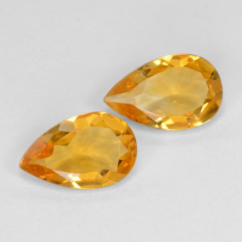 Dark Orange-Gold Citrin Edelstein - 0.6ct Birnen Schliff (ID: 560611)
