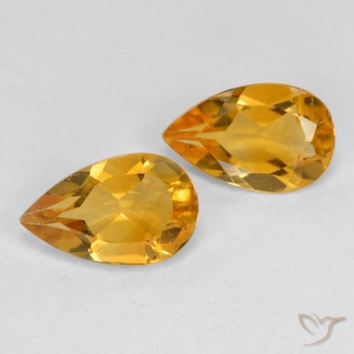 1.40ctw Natural Dark Orange-Gold Citrine, Pear Shape, VS
