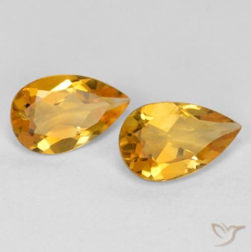 1.40 ctw Golden Citrine Stones, Natural Citrine in Pear Facet Shape for Sale