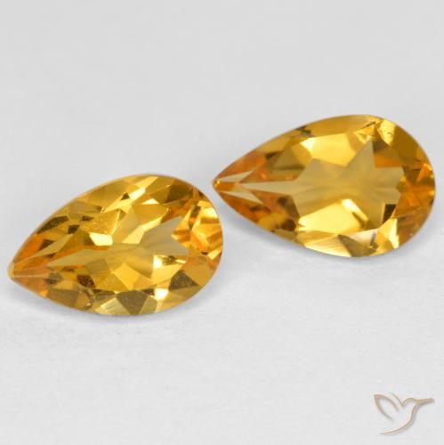 1.58 ct Yellow Citrine, 7.8 x 5 mm Pear Cut From Brazil, Photo A