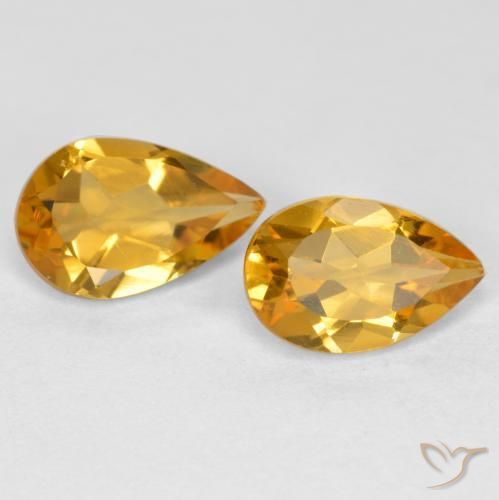 1.58 ctw Golden Citrine Stones, Natural Citrine in Pear Facet Shape for Sale