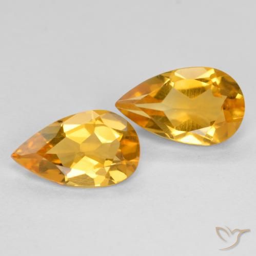 1.38 ct Yellow Citrine, 8 x 4.8 mm Pear Cut From Brazil, Photo A