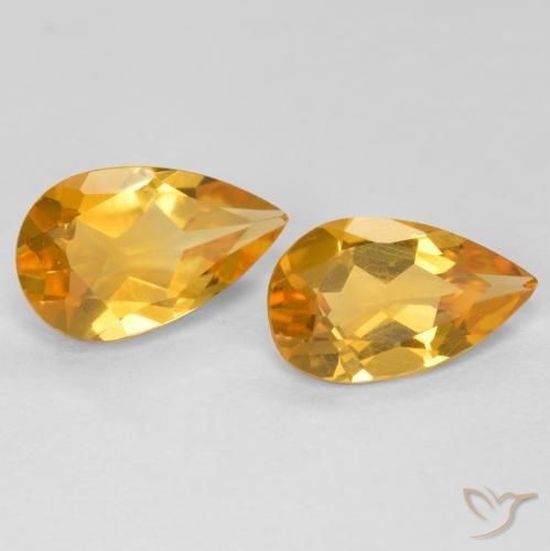 1.38 ctw Golden Citrine Stones, Natural Citrine in Pear Facet Shape for Sale