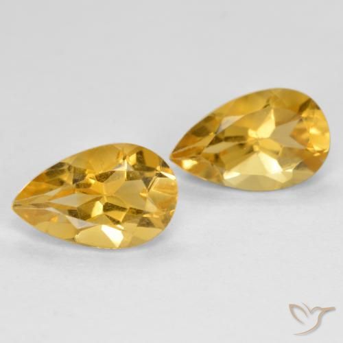 1.58 ct Yellow Citrine, 8.2 x 5.1 mm Pear Cut From Brazil, Photo A