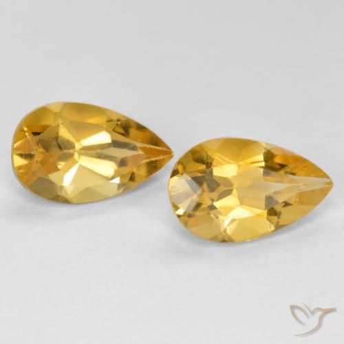 1.58 ctw Golden Citrine Stones, Natural Citrine in Pear Facet Shape for Sale