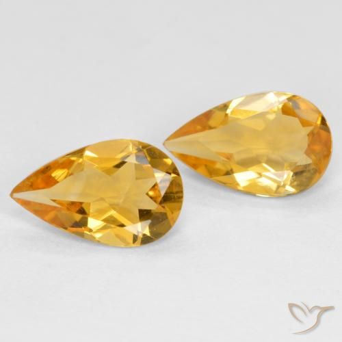 1.23 ct Yellow Citrine, 8 x 5 mm Pear Cut From Brazil, Photo A