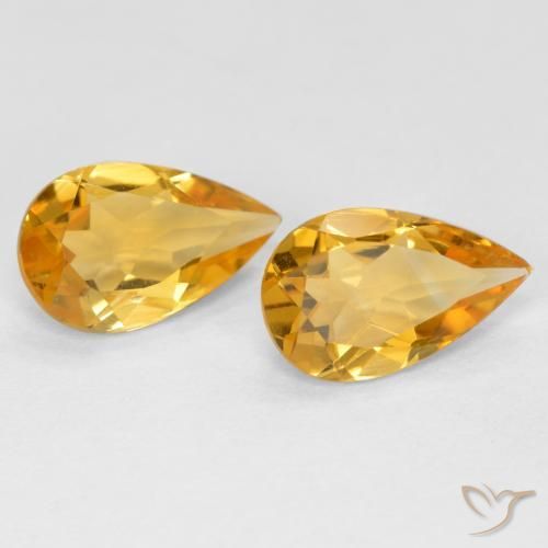 1.23 ctw Golden Citrine Stones, Natural Citrine in Pear Facet Shape for Sale