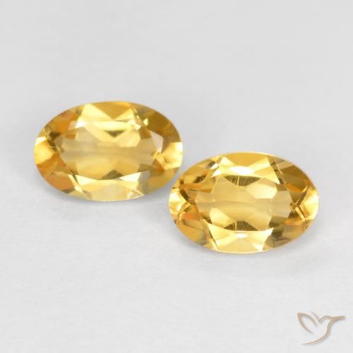 0.86 ctw Golden Citrine Gemstones, Citrine Gems in Oval Facet Shape for Sale.