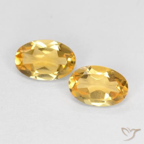 0.80 ctw Golden Citrine Gemstones, Citrine Gems in Oval Facet Shape for Sale.