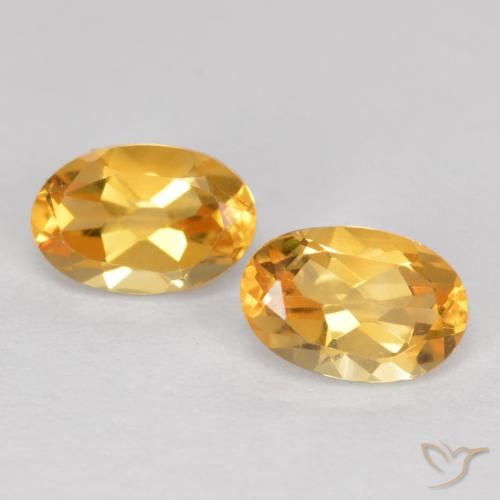 0.87 ctw Golden Citrine Gemstones, Citrine Gems in Oval Facet Shape for Sale.