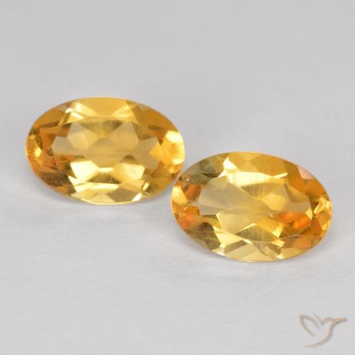 0.80 ctw Golden Citrine Gemstones, Citrine Gems in Oval Facet Shape for Sale.