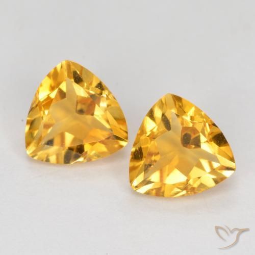 1.51 ctw Golden Citrine Stones, Natural Citrine in Trillion Facet Shape for Sale
