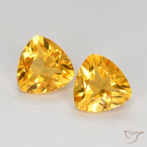 1.44 ctw Golden Citrine Stones, Natural Citrine in Trillion Facet Shape for Sale