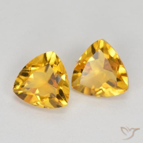 1.39 ctw Golden Citrine Stones, Natural Citrine in Trillion Facet Shape for Sale