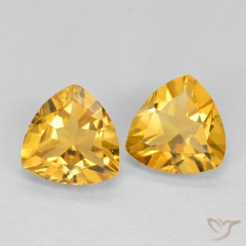 1.22 ctw Golden Citrine Stones, Natural Citrine in Trillion Facet Shape for Sale