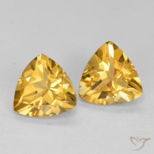 1.37 ctw Golden Citrine Stones, Natural Citrine in Trillion Facet Shape for Sale